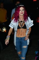 BELLA THORNE Arrives at Beauty & Essex in Hollywood 07/15/2017