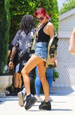 BELLA THORNE in Cutoff and Open-front Vest Out in Los Angeles 07/11/2017
