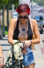 BELLA THORNE in Cutoff and Open-front Vest Out in Los Angeles 07/11/2017