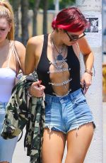 BELLA THORNE in Cutoff and Open-front Vest Out in Los Angeles 07/11/2017