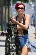 BELLA THORNE in Cutoff and Open-front Vest Out in Los Angeles 07/11/2017