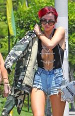BELLA THORNE in Cutoff and Open-front Vest Out in Los Angeles 07/11/2017