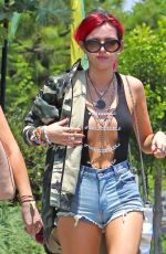 BELLA THORNE in Cutoff and Open-front Vest Out in Los Angeles 07/11/2017