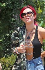 BELLA THORNE in Cutoff and Open-front Vest Out in Los Angeles 07/11/2017