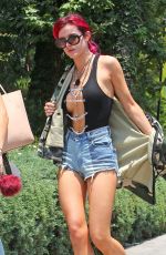 BELLA THORNE in Cutoff and Open-front Vest Out in Los Angeles 07/11/2017