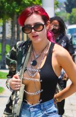 BELLA THORNE in Cutoff and Open-front Vest Out in Los Angeles 07/11/2017