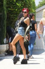 BELLA THORNE in Cutoff and Open-front Vest Out in Los Angeles 07/11/2017