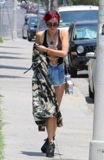 BELLA THORNE in Cutoff and Open-front Vest Out in Los Angeles 07/11/2017