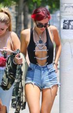 BELLA THORNE in Cutoff and Open-front Vest Out in Los Angeles 07/11/2017