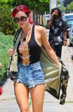 BELLA THORNE in Cutoff and Open-front Vest Out in Los Angeles 07/11/2017