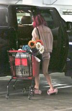 BELLA THORNE in Pink Flamingo Slippers Shopping at Michael