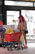 BELLA THORNE in Pink Flamingo Slippers Shopping at Michael