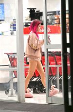 BELLA THORNE in Pink Flamingo Slippers Shopping at Michael