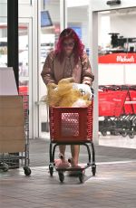 BELLA THORNE in Pink Flamingo Slippers Shopping at Michael