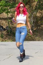 BELLA THORNE in Ripped Jeand Out in Pasadena 13/07/2017