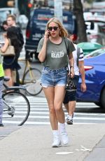 CHLOE SEVIGNY in Denim Shorts Out in New York 07/05/2017