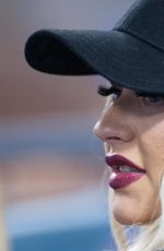 CHRISTINA AGUILERA at LA Dogers vs Atlanta Braves Game in Los Angeles 07/21/2017