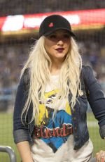 CHRISTINA AGUILERA at LA Dogers vs Atlanta Braves Game in Los Angeles 07/21/2017