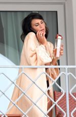 CLAUDIA GALANTI at Her Balcony of a Hotel in Porto Cervo 07/09/2017