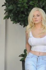 COURTNEY STODDEN in Ripped Jens Leaves a Hotel in London 07/17/2017