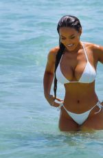 DAPHNE JOY in White Bikini on the Beach in Miami 07/19/2017