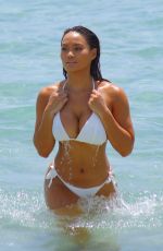 DAPHNE JOY in White Bikini on the Beach in Miami 07/19/2017