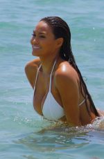 DAPHNE JOY in White Bikini on the Beach in Miami 07/19/2017