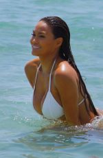 DAPHNE JOY in White Bikini on the Beach in Miami 07/19/2017