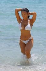 DAPHNE JOY in White Bikini on the Beach in Miami 07/19/2017