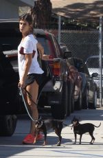 ELISABETTA CANALIS with Her Dog Leaves Animal Hospital in Beverly Hills 06/29/2017