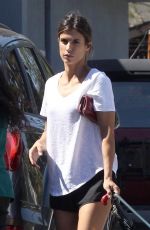 ELISABETTA CANALIS with Her Dog Leaves Animal Hospital in Beverly Hills 06/29/2017