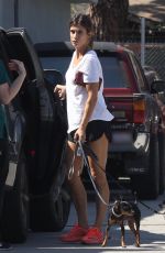 ELISABETTA CANALIS with Her Dog Leaves Animal Hospital in Beverly Hills 06/29/2017
