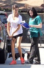 ELISABETTA CANALIS with Her Dog Leaves Animal Hospital in Beverly Hills 06/29/2017