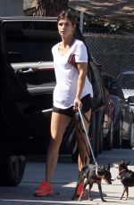 ELISABETTA CANALIS with Her Dog Leaves Animal Hospital in Beverly Hills 06/29/2017