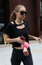 GIGI HADID in Tights Leaves Her Apartment in New York 07/25/2017
