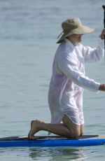 GLENN CLOSE Paddleboarding in Barbados 07/02/2017