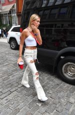 HAILEY BALDWIN in Ripped Jeans and Tank Top Out in New York 07/28/2017