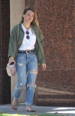HILARY DUFF in Ripped Jeans Arrives at a Hair Salon in Los Angeles 07/07/2017