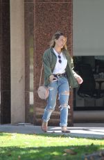 HILARY DUFF in Ripped Jeans Arrives at a Hair Salon in Los Angeles 07/07/2017