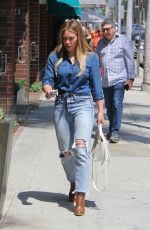 HILARY DUFF in Ripped Jeans Out and About in Beverly Hills 07/28/2017