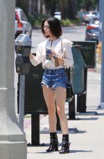 LUCY HALE in Denim Cutoffs Out in Los Angeles 07/07/2017
