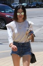 LUCY HALE in Denim Cutoffs Out in Los Angeles 07/07/2017