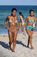 KARREUCHE TRAN and CHRISTINA MILAN in Bikinis at a Beach in Miami 07/11/2017