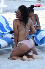 KARREUCHE TRAN and CHRISTINA MILAN in Bikinis at a Beach in Miami 07/11/2017
