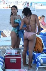 KARREUCHE TRAN and CHRISTINA MILAN in Bikinis at a Beach in Miami 07/11/2017