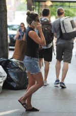 JENNIFER ANISTON Talking on Her Phone Out in New York 07/18/2017