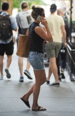 JENNIFER ANISTON Talking on Her Phone Out in New York 07/18/2017