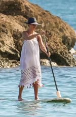 JESSICA ALBA Paddleboarding on Vacation in Honolulu 07/14/2017