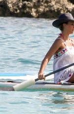 JESSICA ALBA Paddleboarding on Vacation in Honolulu 07/14/2017