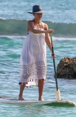 JESSICA ALBA Paddleboarding on Vacation in Honolulu 07/14/2017
